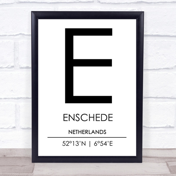 Enschede Netherlands Coordinates Travel Print