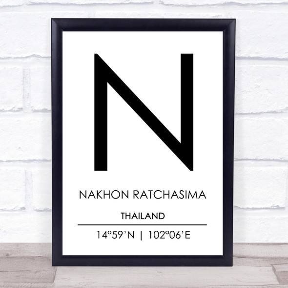 Nakhon Ratchasima Thailand Coordinates Travel Print