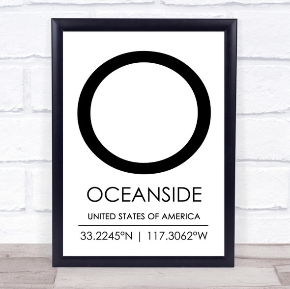 Oceanside United States Of America Coordinates Travel Quote Print