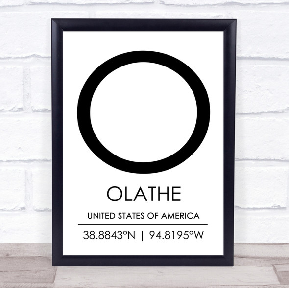 Olathe United States Of America Coordinates World City Quote Print