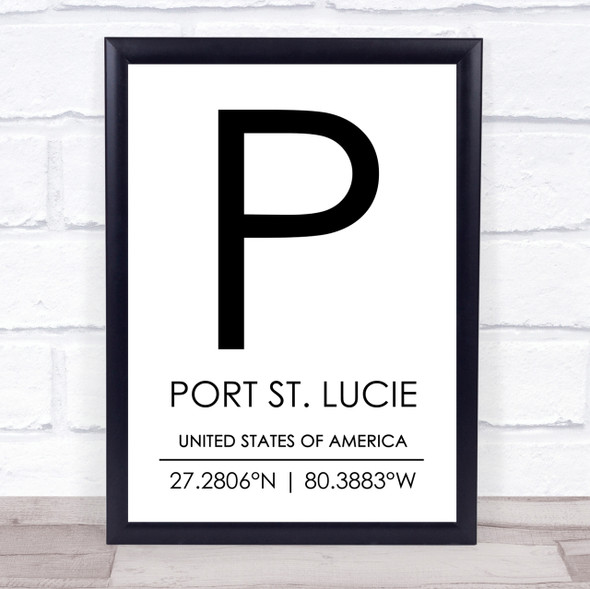 Port St. Lucie United States Of America Coordinates Quote Print