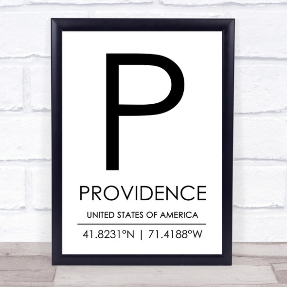 Providence United States Of America Coordinates Travel Quote Print