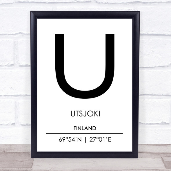 Utsjoki Finland Coordinates World City Travel Print