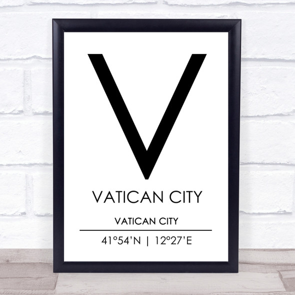 Vatican City Vatican City Coordinates Travel Print