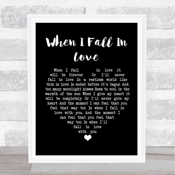 Nat King Cole When I Fall In Love Black Heart Music Gift Poster Print