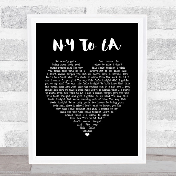 The Hunna NY To LA Black Heart Music Gift Poster Print