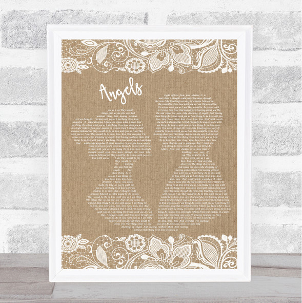 The xx Angels Burlap & Lace Music Gift Poster Print