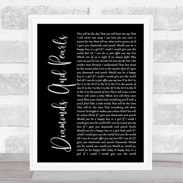 Prince And The New Power Generation Diamonds And Pearls Black Script Music Gift Poster Print