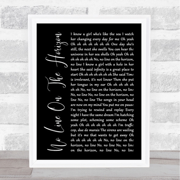 U2 No Line On The Horizon Black Script Music Gift Poster Print