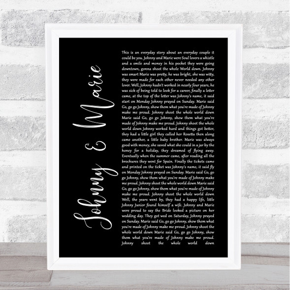 Up & Running Johnny & Marie Black Script Music Gift Poster Print