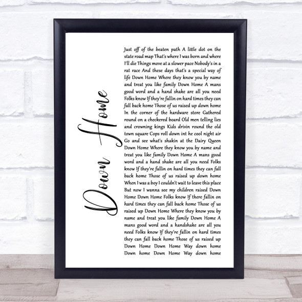 Alabama Down Home White Script Music Gift Poster Print