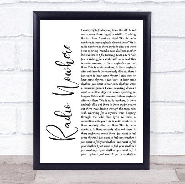 Bruce Springsteen Radio Nowhere White Script Music Gift Poster Print