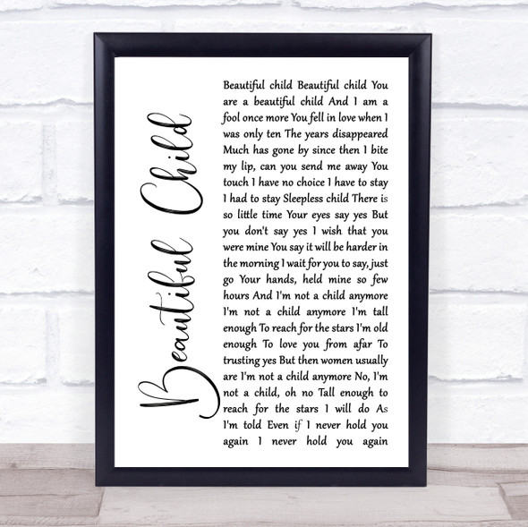 Fleetwood Mac Beautiful Child White Script Music Gift Poster Print