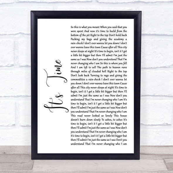 Imagine Dragons It's Time White Script Music Gift Poster Print