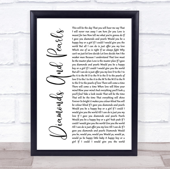 Prince And The New Power Generation Diamonds And Pearls White Script Music Gift Poster Print