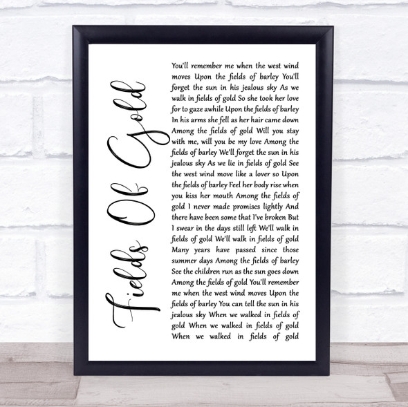 Sting Fields Of Gold White Script Music Gift Poster Print