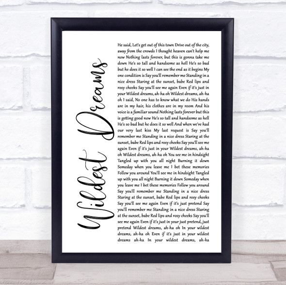Taylor Swift Wildest Dreams White Script Music Gift Poster Print