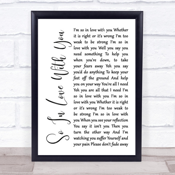 Texas So In Love With You White Script Music Gift Poster Print