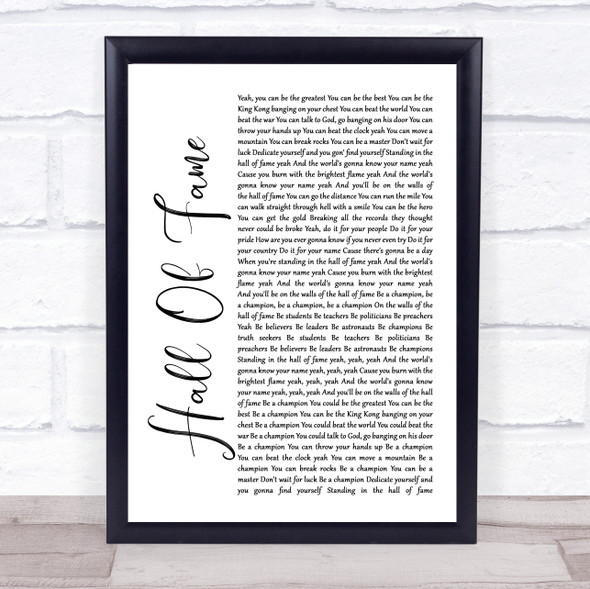 The Script Hall Of Fame White Script Music Gift Poster Print