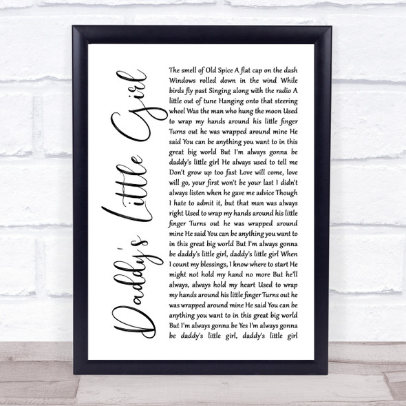 The Shires Daddy's Little Girl White Script Music Gift Poster Print