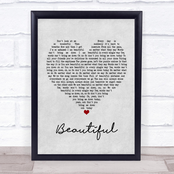 Christina Aguilera Beautiful Grey Heart Music Gift Poster Print