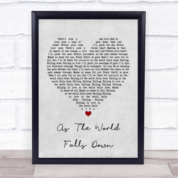 David Bowie As The World Falls Down Grey Heart Music Gift Poster Print