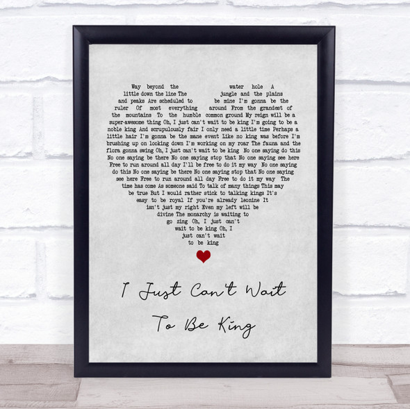 Elton John I Just Can't Wait To Be King Grey Heart Music Gift Poster Print