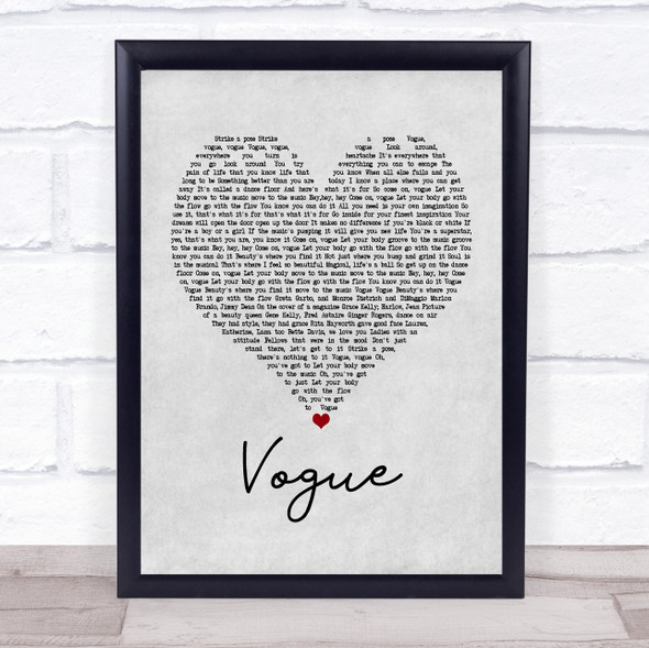 Madonna Vogue Grey Heart Music Gift Poster Print