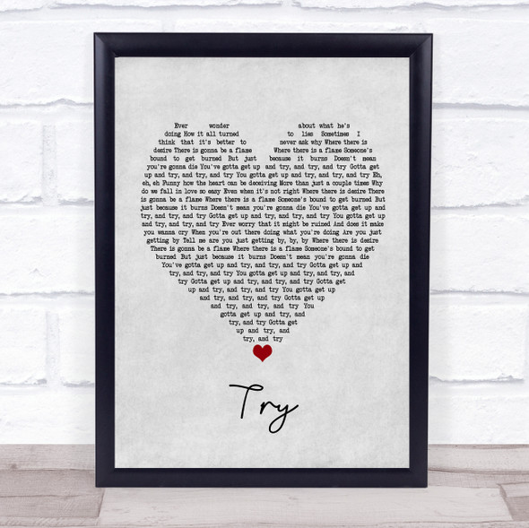 Pink Try Grey Heart Music Gift Poster Print