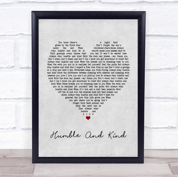 Tim McGraw Humble And Kind Grey Heart Music Gift Poster Print