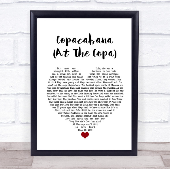 Barry Manilow Copacabana (At The Copa) White Heart Music Gift Poster Print