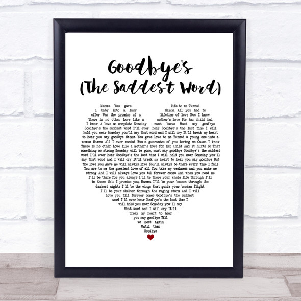 Celine Dion Goodbye's (The Saddest Word) White Heart Music Gift Poster Print