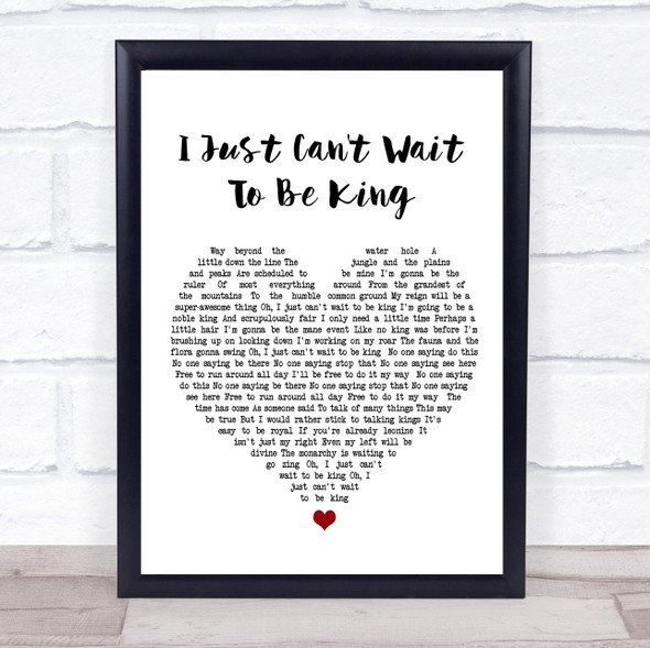 Elton John I Just Can't Wait To Be King White Heart Music Gift Poster Print