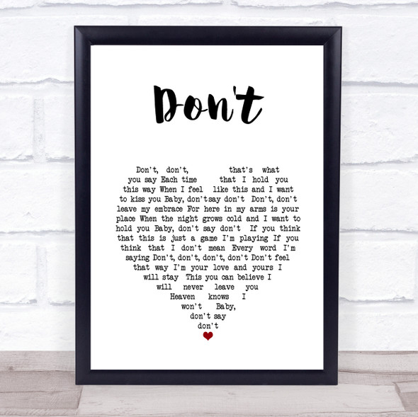 Elvis Presley Don't White Heart Music Gift Poster Print