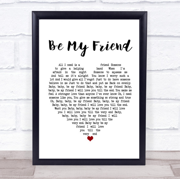 Free Be My Friend White Heart Music Gift Poster Print