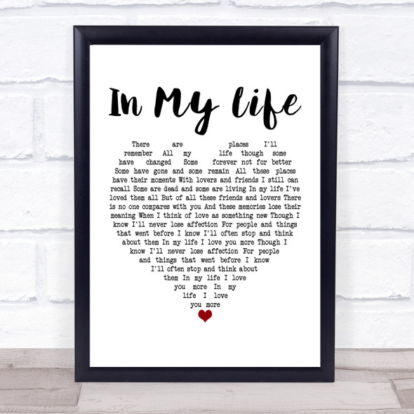 John Lennon In My Life White Heart Music Gift Poster Print