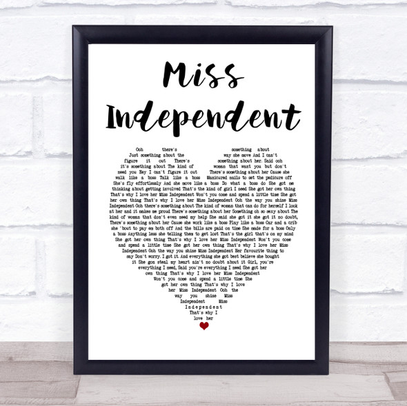 Ne-Yo Miss Independent White Heart Music Gift Poster Print