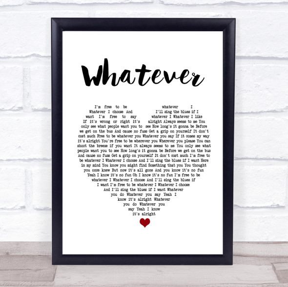 Oasis Whatever White Heart Music Gift Poster Print