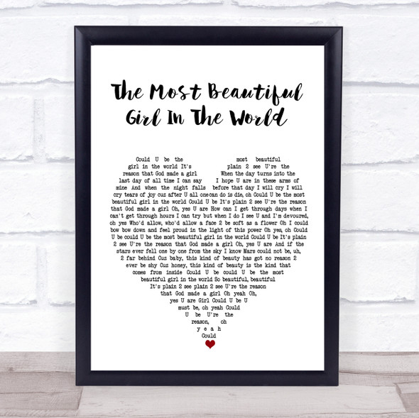 Prince The Most Beautiful Girl In The World White Heart Music Gift Poster Print