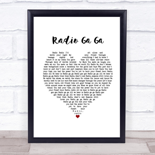 Queen Radio Ga Ga White Heart Music Gift Poster Print