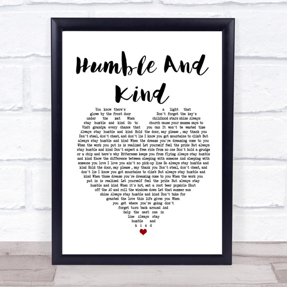 Tim McGraw Humble And Kind White Heart Music Gift Poster Print