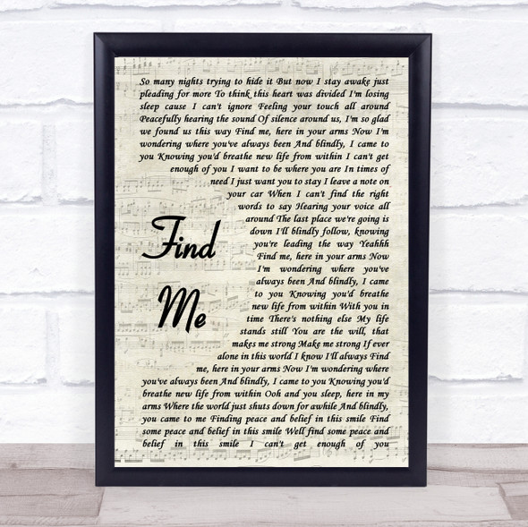 Boyce Avenue Find Me Vintage Script Music Gift Poster Print