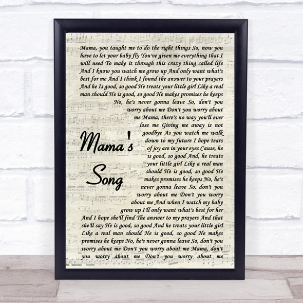 Carrie Underwood Mama's Song Vintage Script Music Gift Poster Print