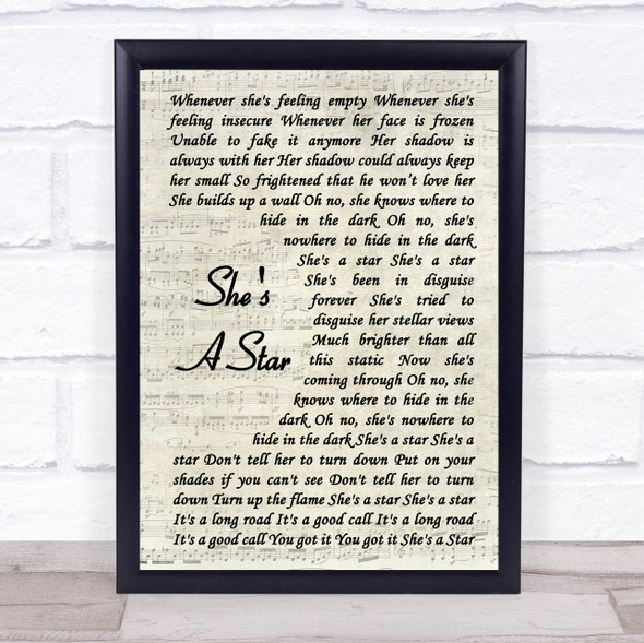 James She's A Star Vintage Script Music Gift Poster Print