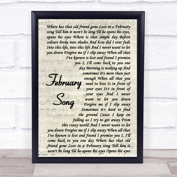 Josh Groban February Song Vintage Script Music Gift Poster Print