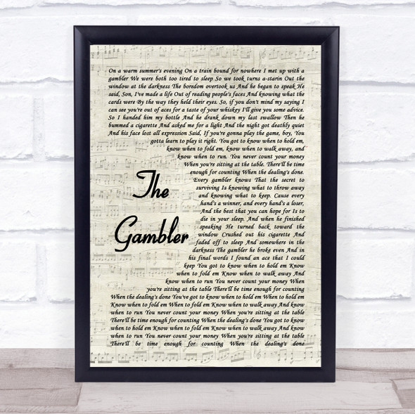 Kenny Rogers The Gambler Vintage Script Music Gift Poster Print