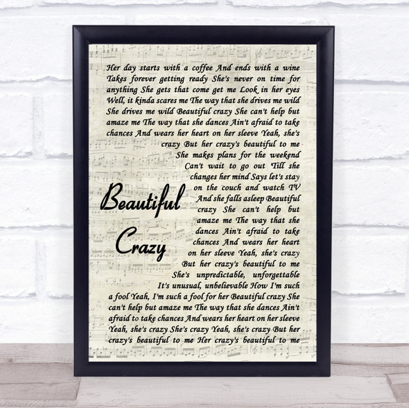 Luke Combs Beautiful Crazy Vintage Script Music Gift Poster Print