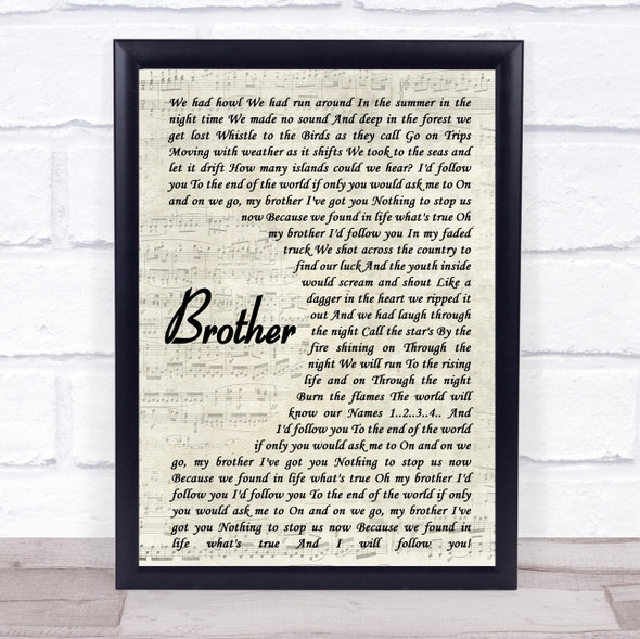 Mighty Oaks Brother Vintage Script Music Gift Poster Print