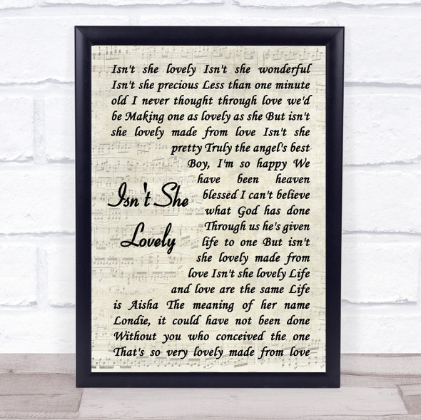 Stevie Wonder Isn't She Lovely Vintage Script Music Gift Poster Print