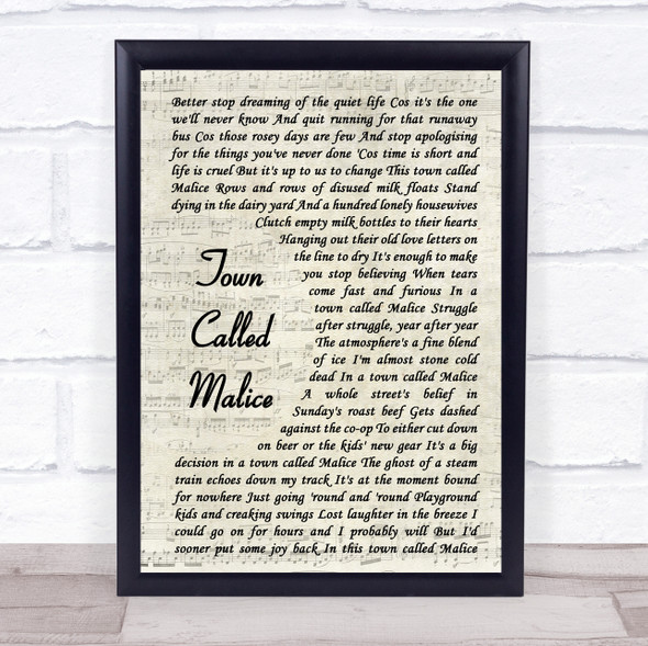 The Jam Town Called Malice Vintage Script Music Gift Poster Print